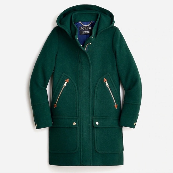 NWT J. Crew Petite Chateau Parka in Italian Wool - Forest Green - Picture 3 of 6
